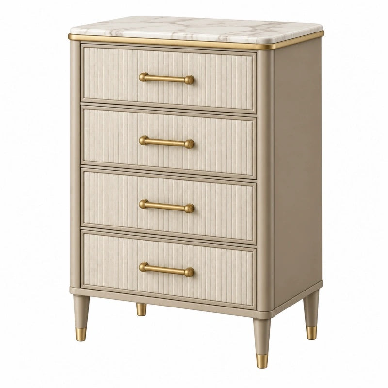 Kommode 60 x 40 x 85 cm Beige Holzwerkstoff mit 4 Schubladen Marmoroptik