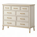 Kommode 120 x 40 x 90 cm in Creme aus Holzwerkstoff mit 9 Schubladen im klassischen Stil - Quorlia