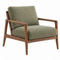 Sessel 75 x 80 x 82 cm Stoff Olivgrün Holz Braun mit Armlehnen im Mid-Century-Stil - Quorlia