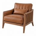 Sessel 85 x 78 x 88 cm Braun Lederoptik Holzgestell Mid-Century-Stil - Quorlia