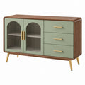 Sideboard 120 cm Holzwerkstoff Grün Walnussfarben mit Glastüren und Schubladen - Quorlia
