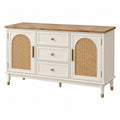 Sideboard 120 cm Creme Braun Holzwerkstoff Rattangeflecht Stauraum Landhausstil - Quorlia