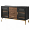 Sideboard 160 x 40 x 80 cm Holzwerkstoff Schwarz Walnussfarben mit Glastüren - Quorlia