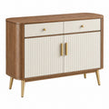 Sideboard 120 x 40 x 85 cm Holzwerkstoff Walnuss Creme mit Schubladen und Türen - Quorlia