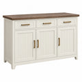 Sideboard 120 x 40 x 90 cm Holzwerkstoff Weiß Braun Landhausstil mit 3 Türen und 3 Schubladen - Quorlia