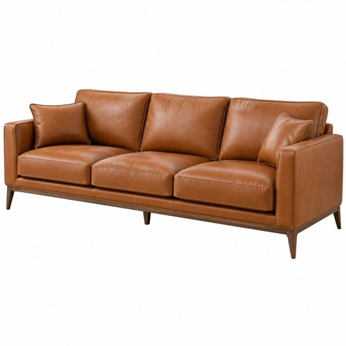 3-Sitzer Sofa 220 cm braun mit Kunstlederbezug - modernes Wohnzimmermöbel - Quorlia