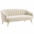2-Sitzer Sofa 165 x 78 x 78 cm Bouclé Creme mit Metallfüßen gerippte Rückenlehne