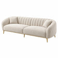 3-Sitzer Sofa 230 x 95 x 78 cm Bouclé Creme mit Metallbeinen im Vintage-Stil - Quorlia