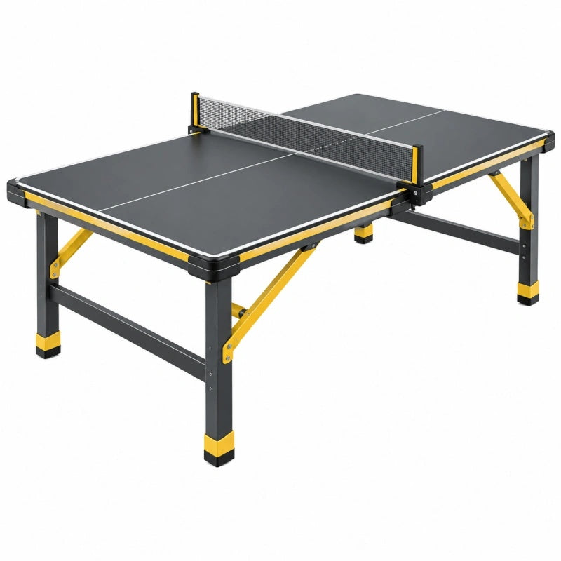 Tischtennistisch 274 x 152.5 x 76 cm aus Metall Schwarz Gelb mit Netz - Quorlia
