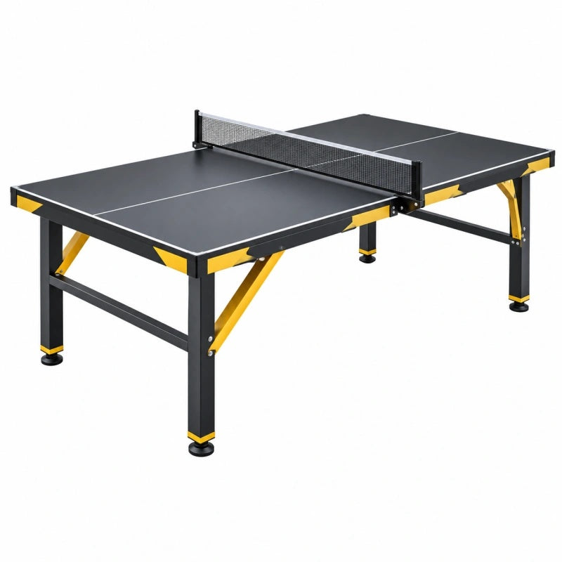 Tischtennistisch 274 x 152.5 x 76 cm aus Stahl und MDF Schwarz Gelb mit Netz - Quorlia
