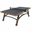 Tischtennistisch 274 x 153 x 76 cm Schwarz Braun mit Holzdekor Metallgestell Rollen - Quorlia
